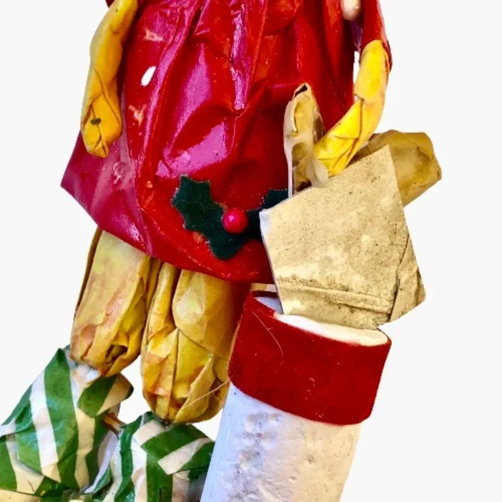 Vintage Christmas Ornament Paper Mache Moose in Dress Shopping Bag 5